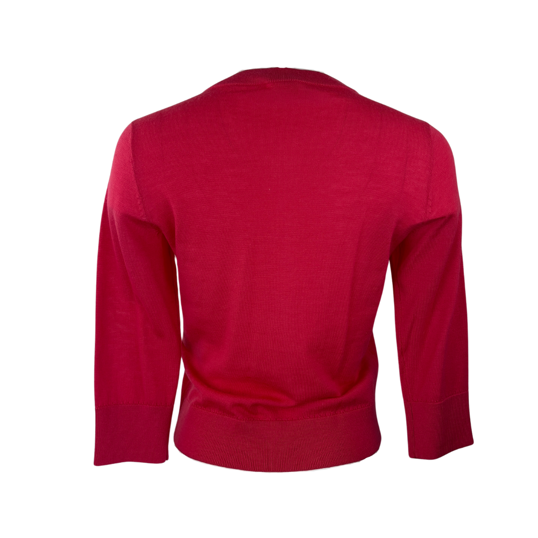 Kate Spade Fuscia Cardigan with Jeweled Neckline