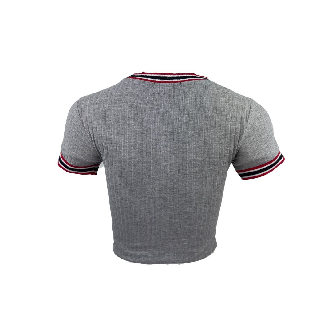 Kendall and Kylie Grey Ribbed Crop T