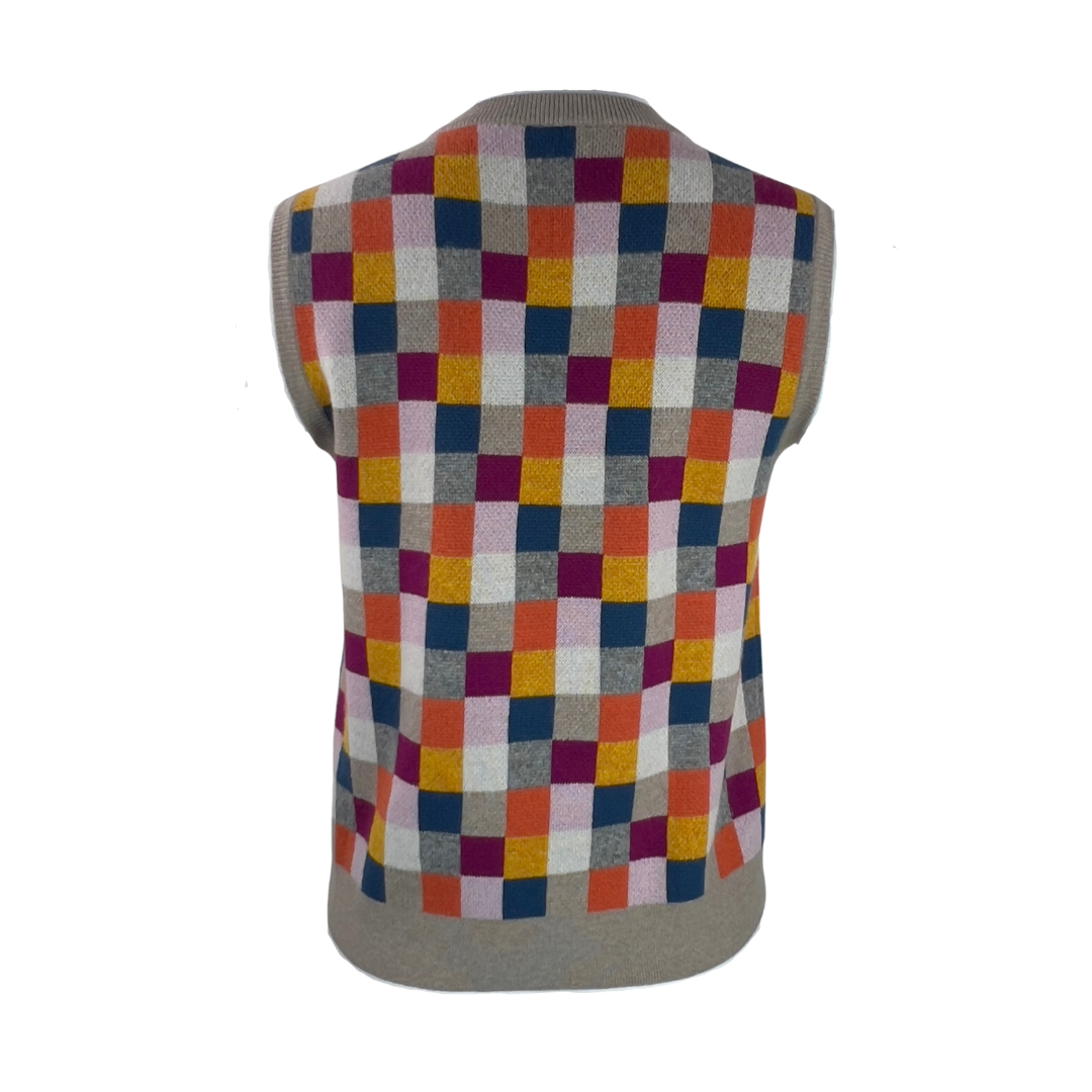 Kule Multi Color Check Sweater Vest