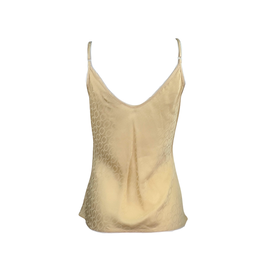 L'Agence Cream Satin Camisole with Chain Print