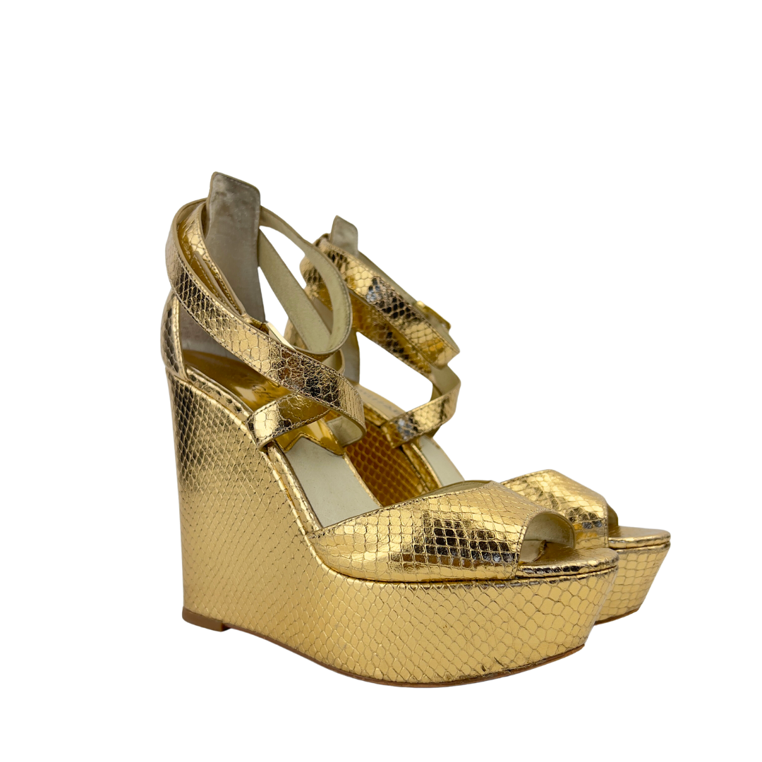 Michael Kors Gold Snakeskin Wedges