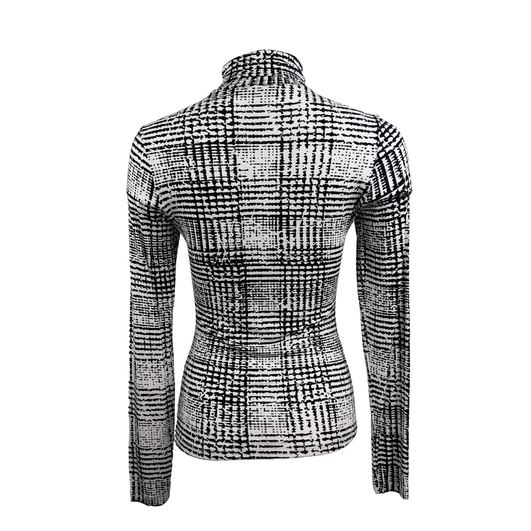 H&M Black and White Tweed Print Turtleneck