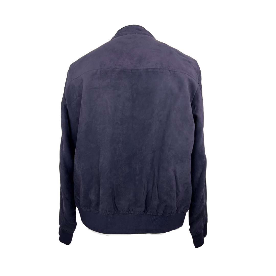 Mango Navy Suede Bomber Jacket