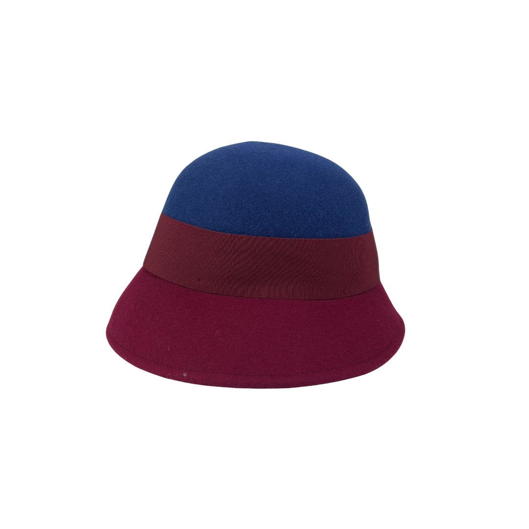 Navy and Burgundy Cloche Hat