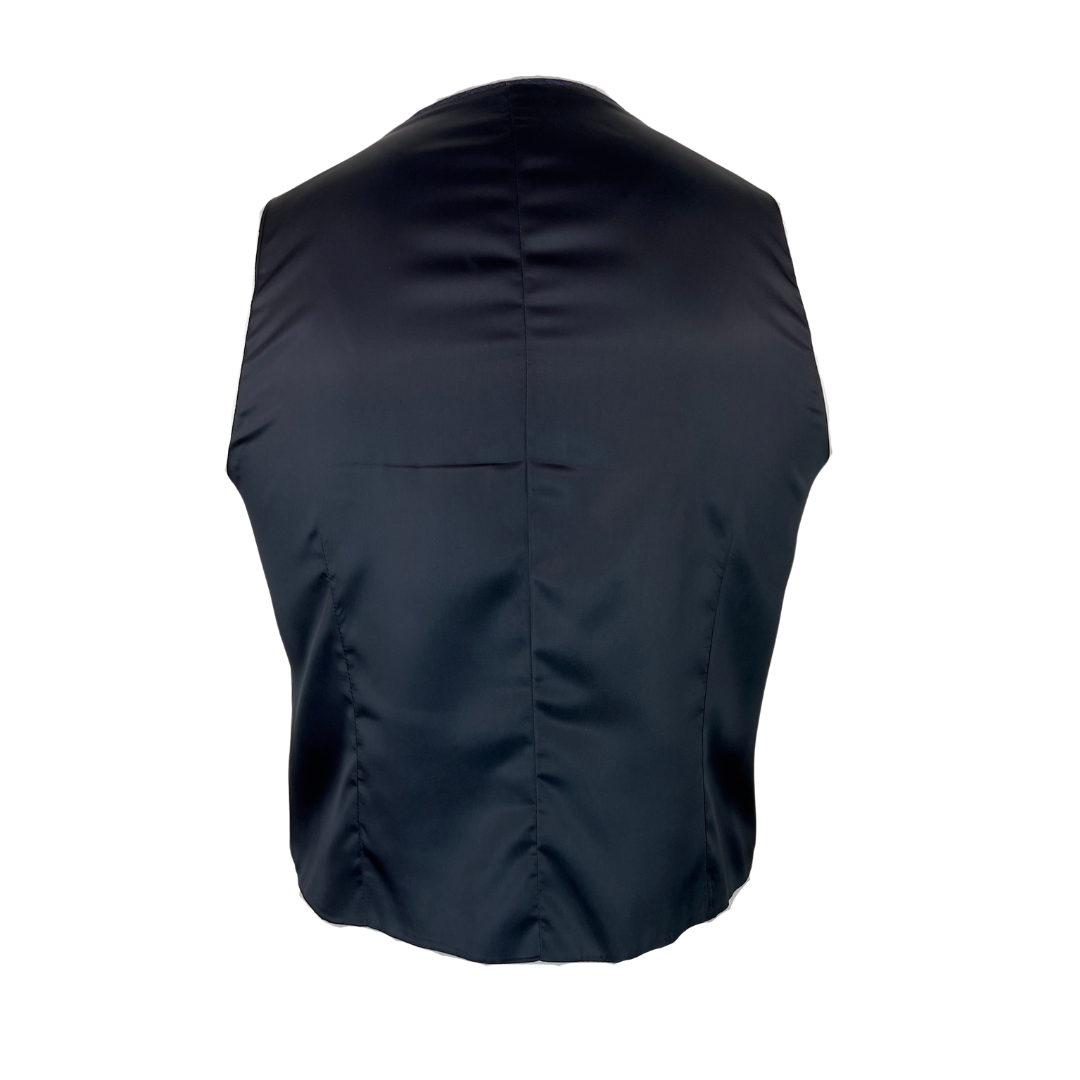 Navy Pinstripe Vest No Brand 5 Button 4 Pocket Black Lining