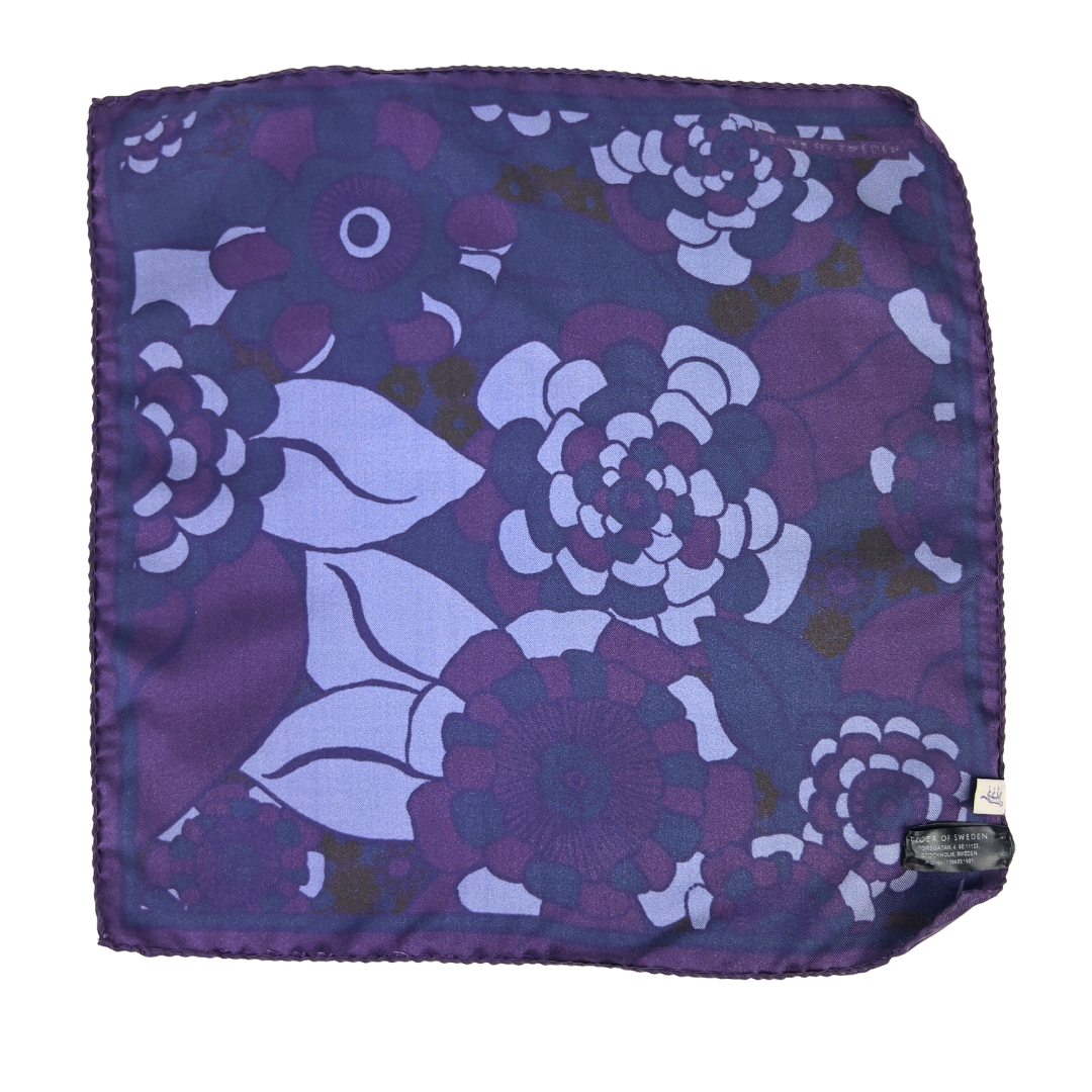 Navy and Purple Color Blocked Flower Print Pocket Square