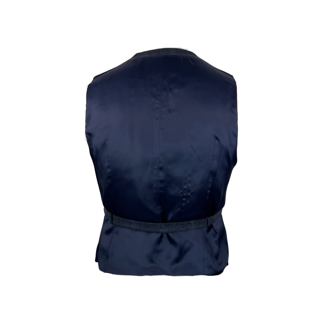 Reiss Navy and Charcoal Plaid 6 Button Vest