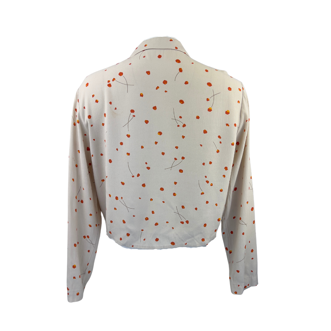 Oak + Fort Cropped Tie Top with Cherry Print