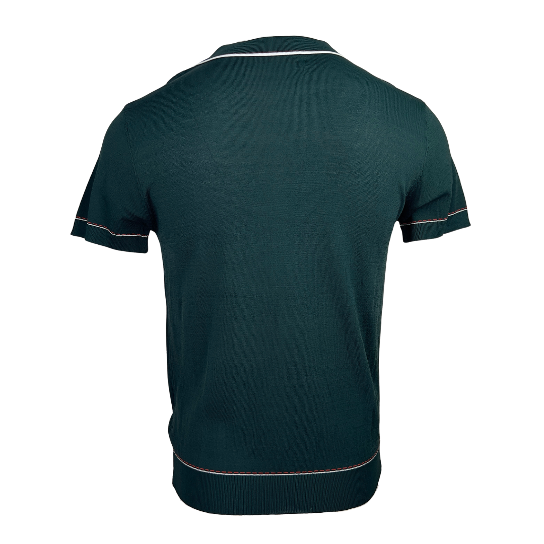 Paul Jones Dark Green Ribbed Polo with White Tipping