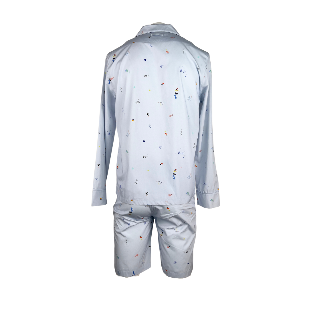 Paul Smith Short Pajama Set Blue with Squiggle Print