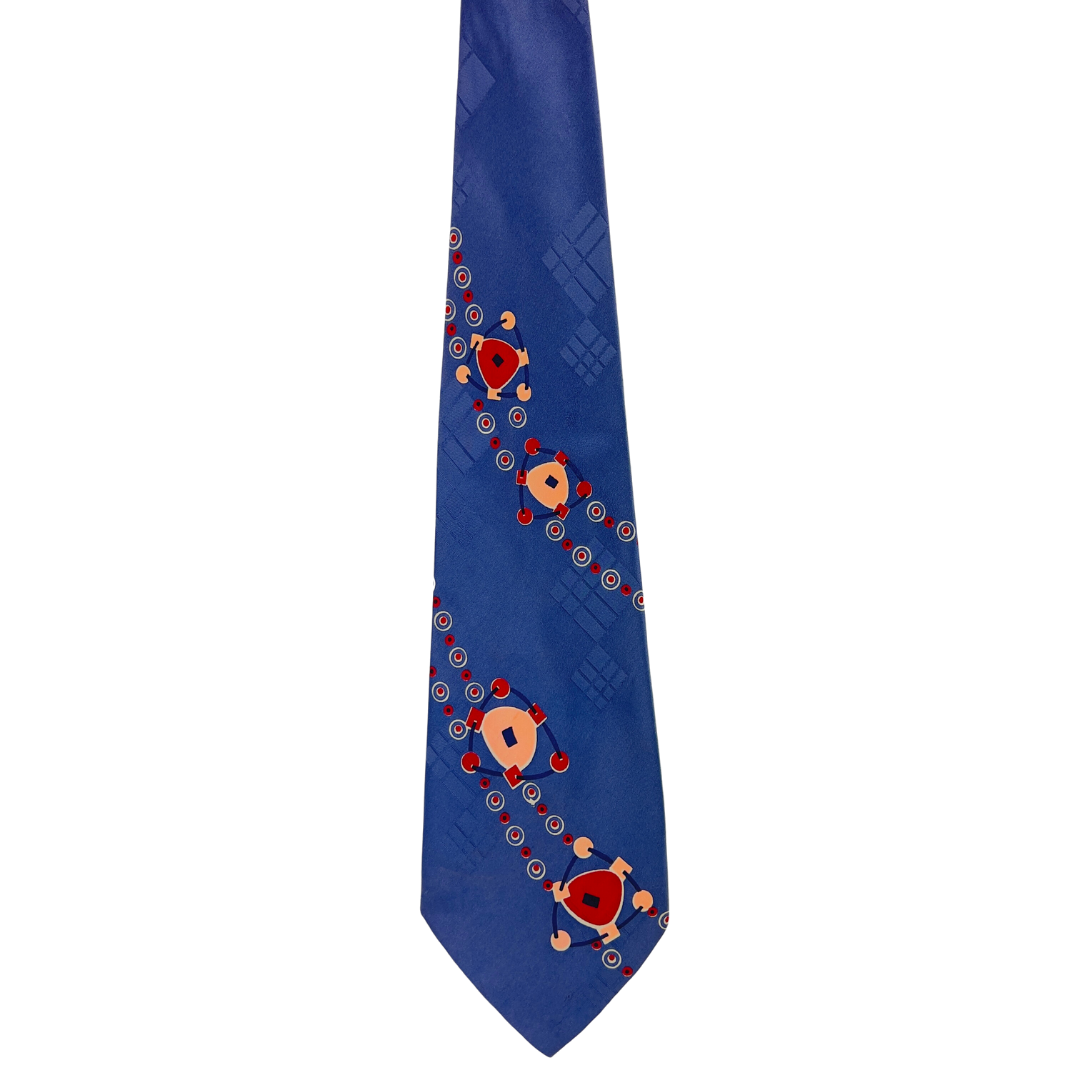 Vintage Periwinkle Tie with Peach and Red Details