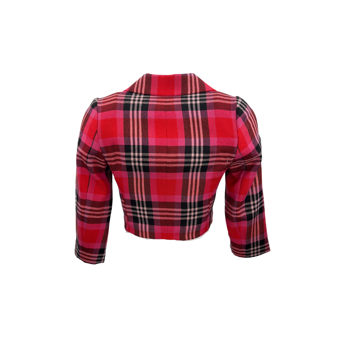 Pink and Red Plaid Cropped Kate Spade Blazer