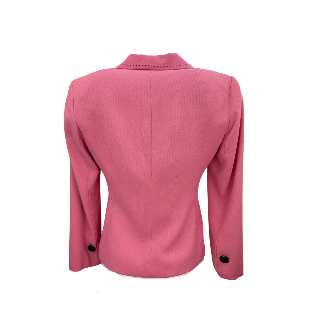 Pink Stretchy Blazer with Black Topstitch