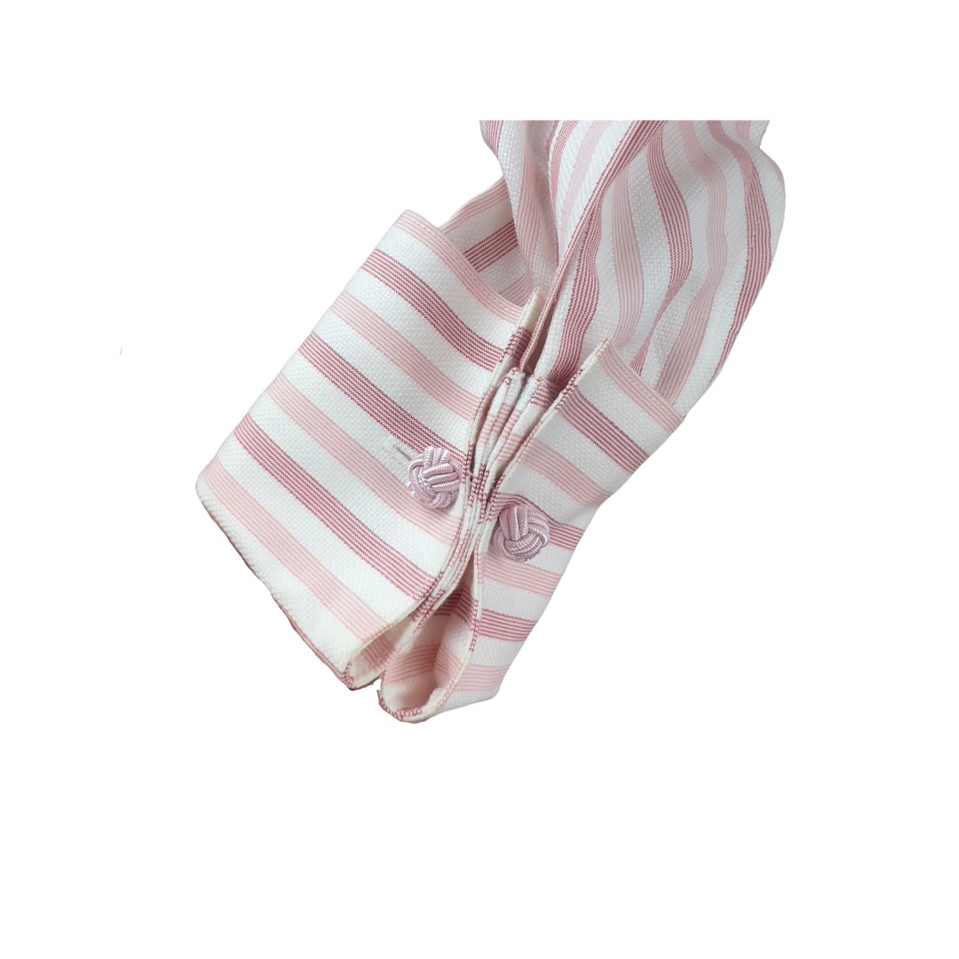Pink and White Stripe Cotton Dress Shirt