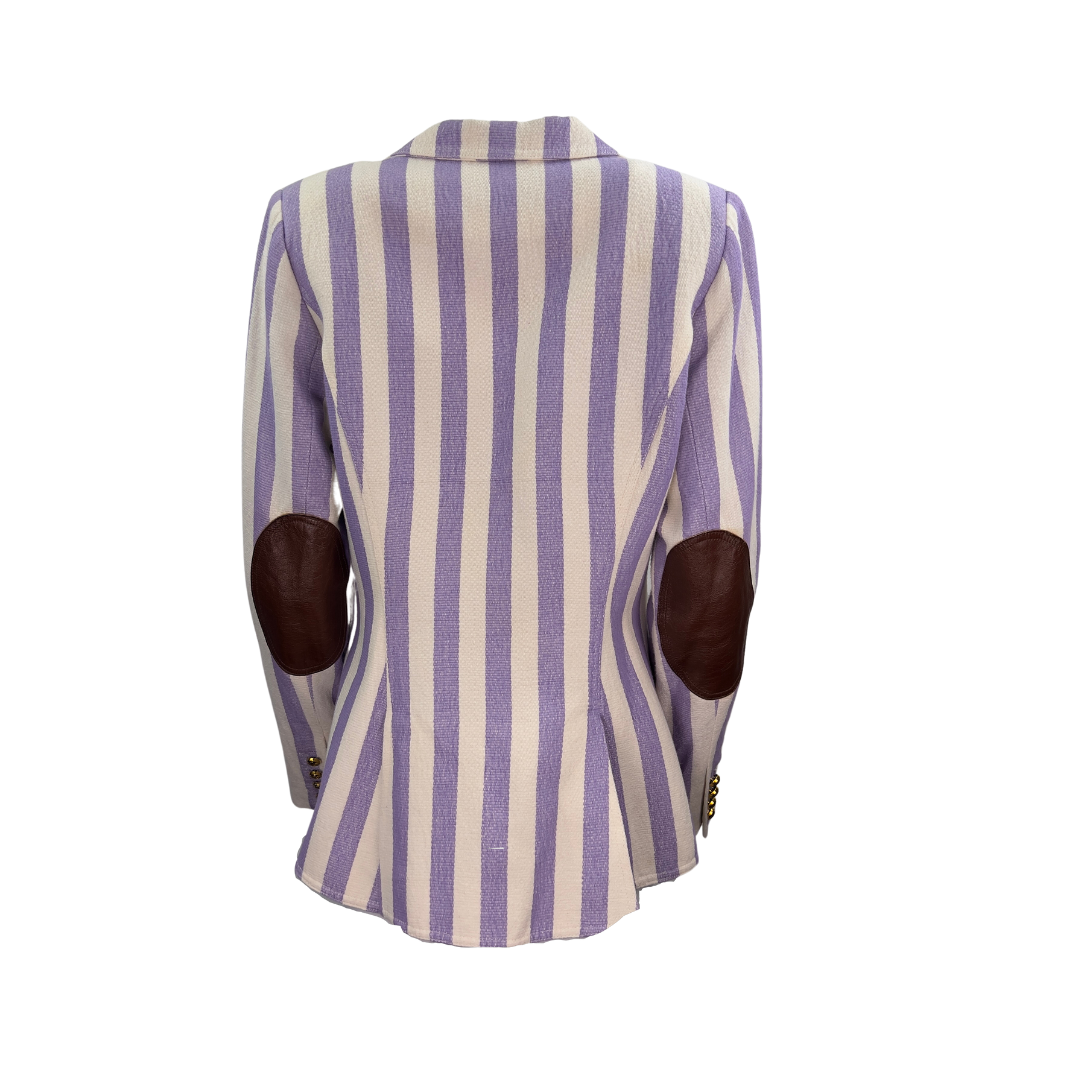 Smythe Purple Cream Stripe Blazer w/ Elbow Patches