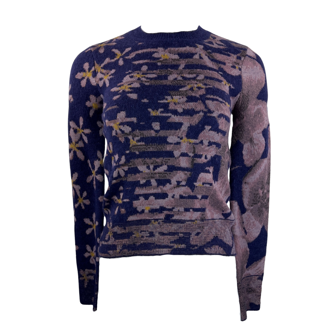 Rag & Bone Purple Sweater with Abstract Daisies