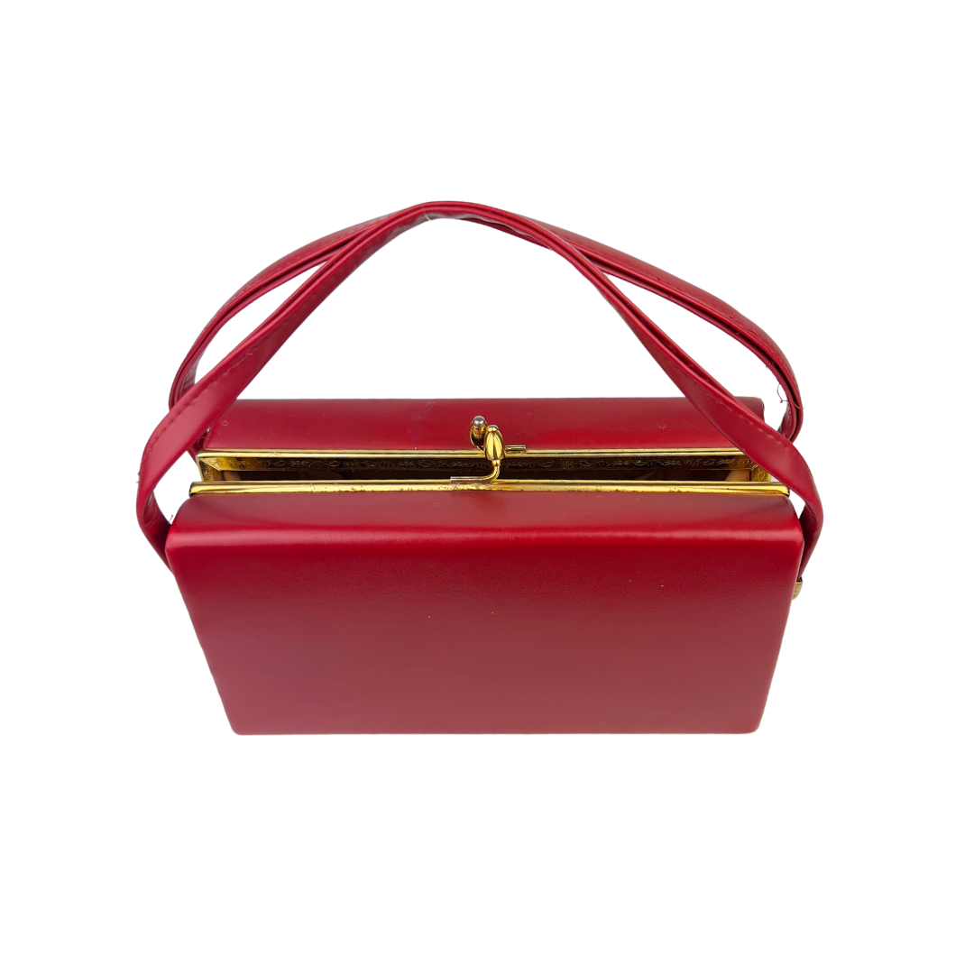 Vintage Red Leather Box Bag