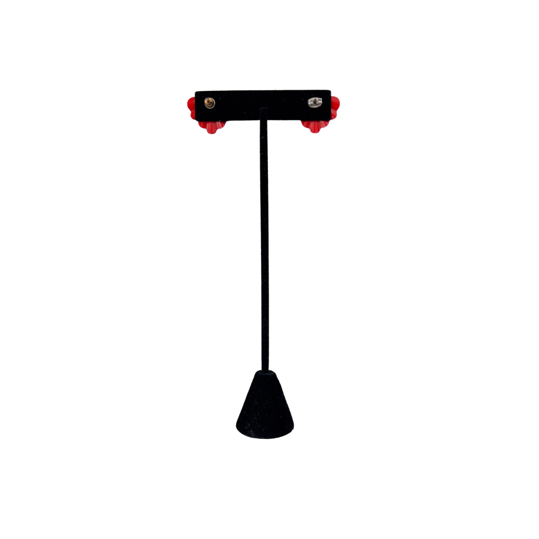 Small Red Fan Studs