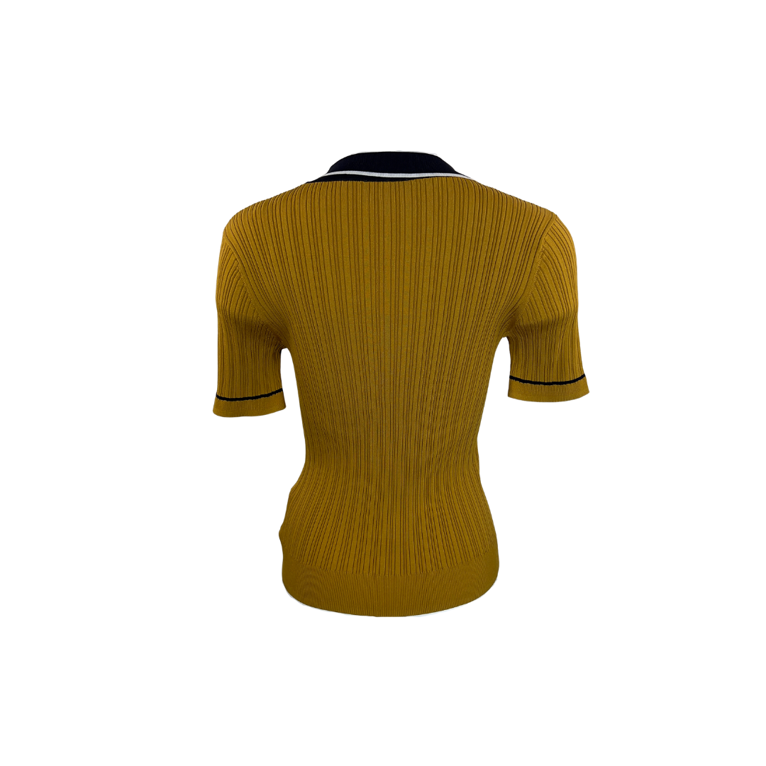 Royal Roland Dirty Gold Ribbed T Shirt with Collar
