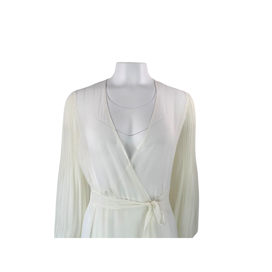 Sheer Full Length Dressing Gown with Pleated Sleeves