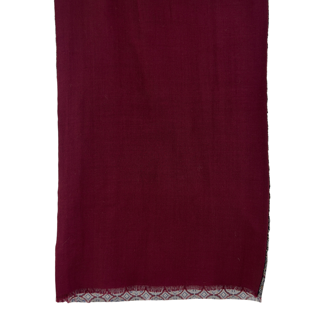 Silk Medallion Scarf backed with Burgundy Wool Side