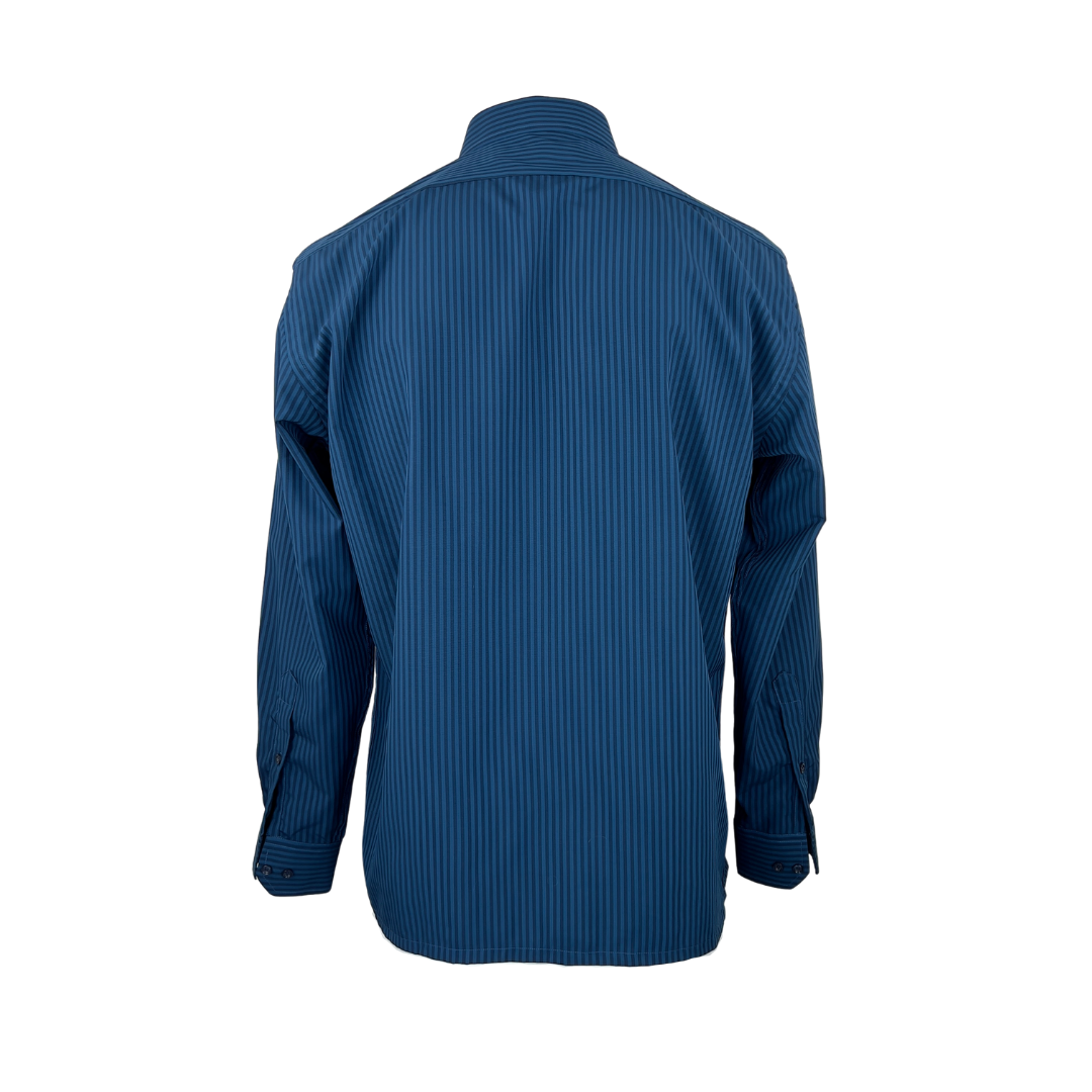 Silkina Navy and Blue Stripe Dress Shirt 16