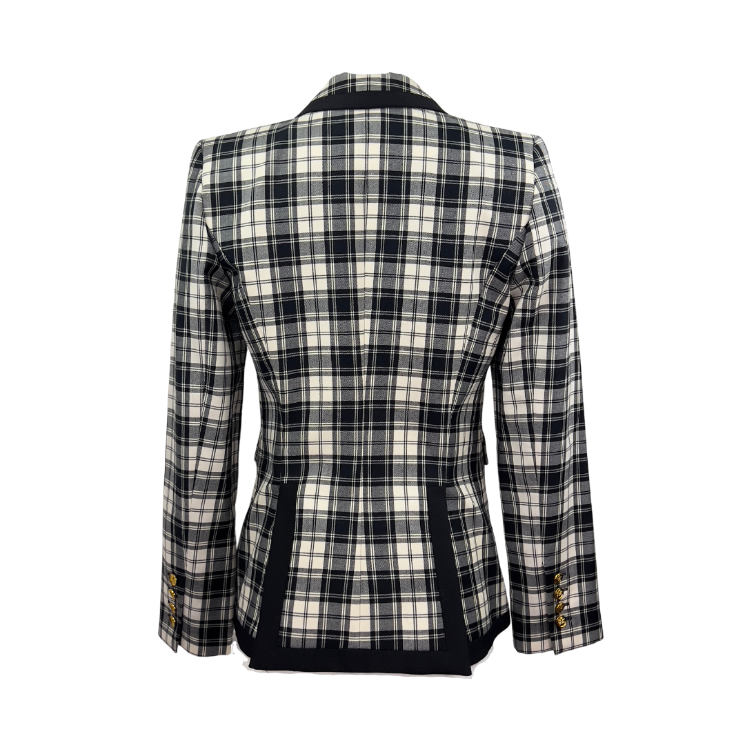 Smythe Plaid Wool Blazer in Black and White