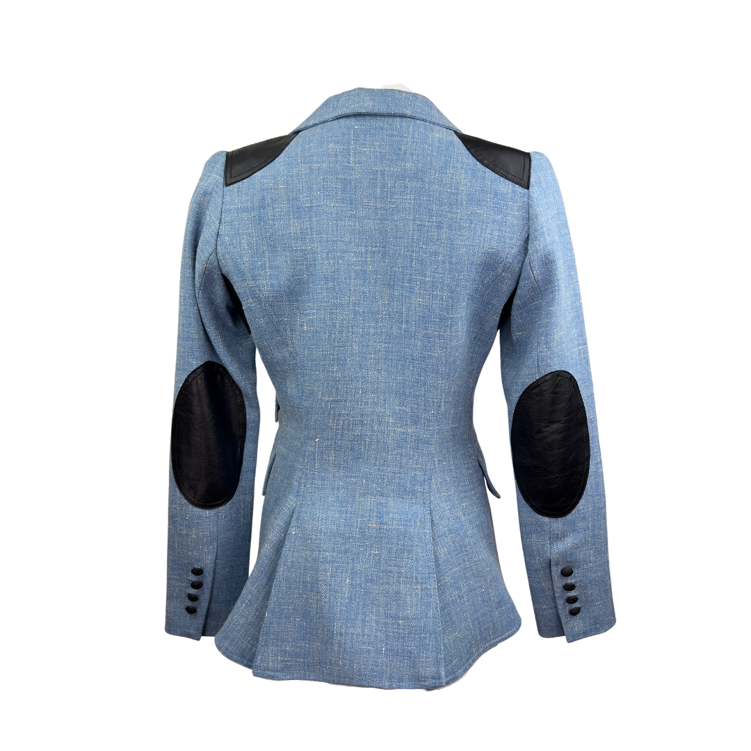 Smythe Light Blue Linen Blazer with Elbow Patches