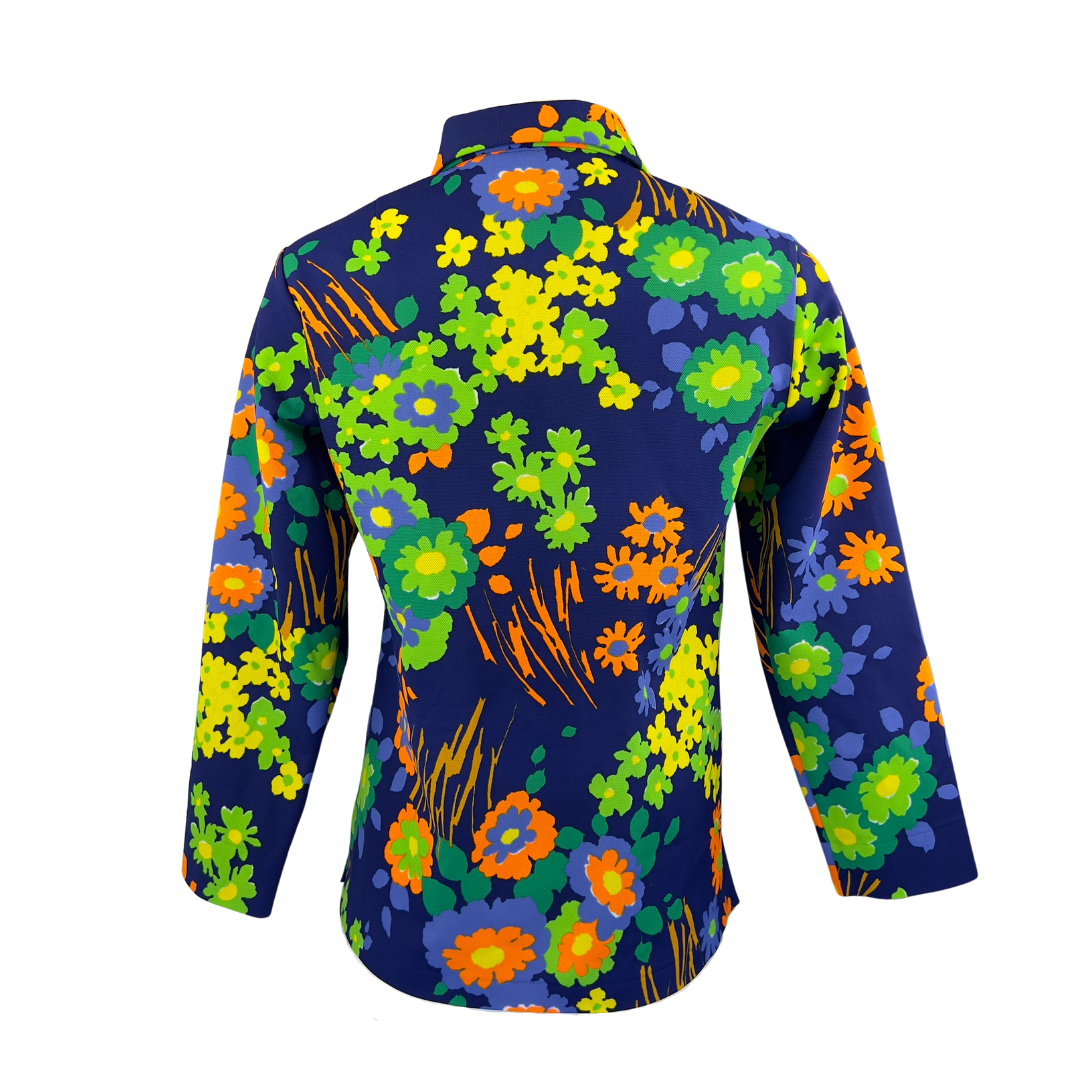 Spark Vintage Navy, Green and Orange Floral Dress Shirt