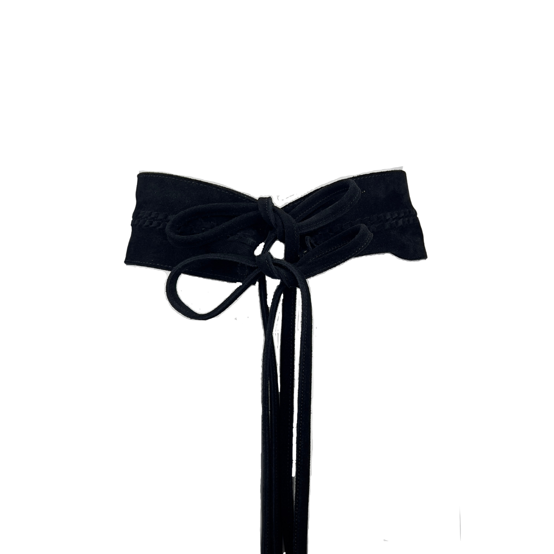 Sandro Suede Wrap Belt with Silver Medallions