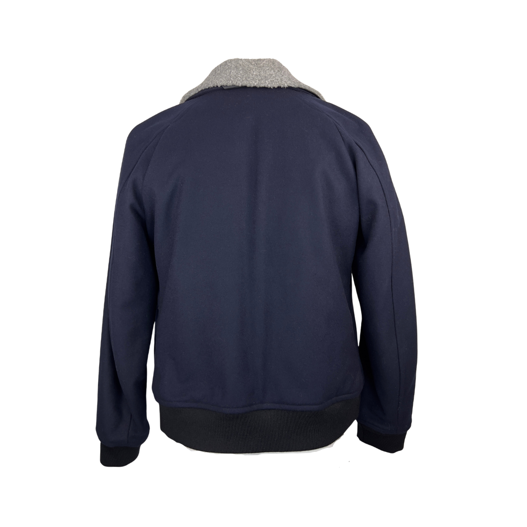 Theory Navy Wool Bomber Jacket