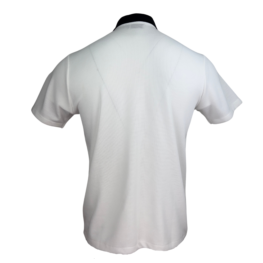 Topman White Zip Polo with Brown and Black Stripes