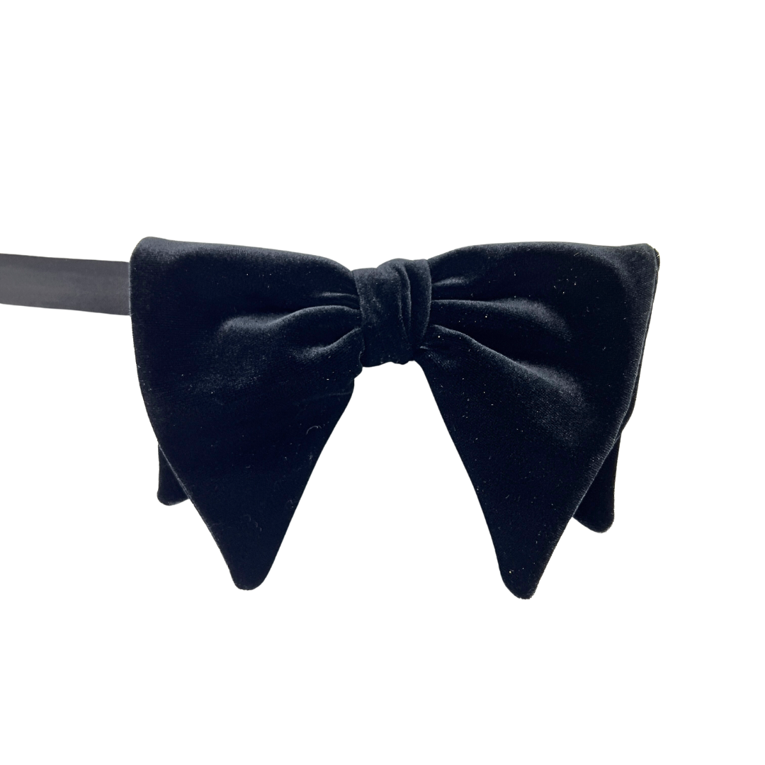 Large Fold Over Velvet Bow Tie