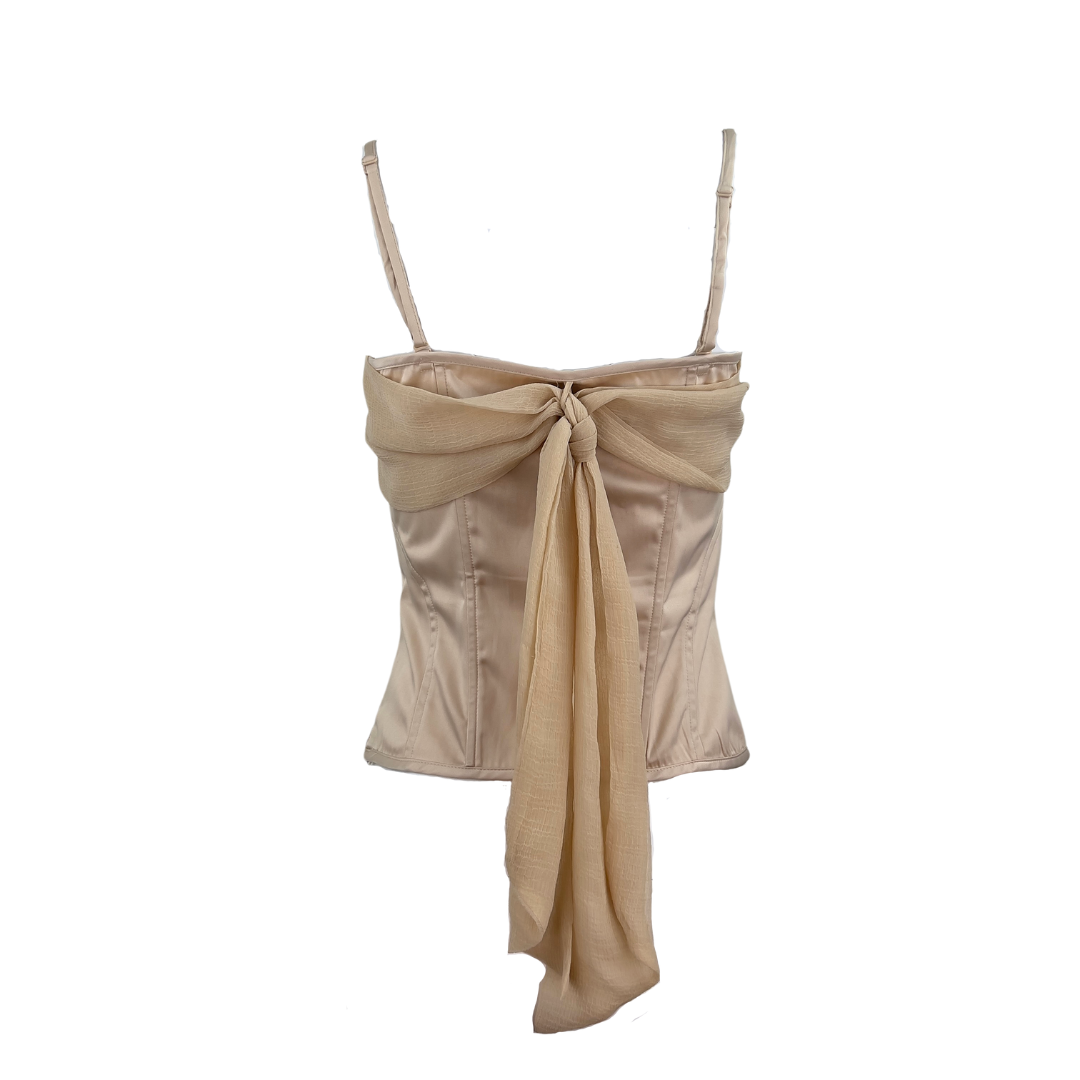 Vero Moda Champagne Satin Bustier with Tie