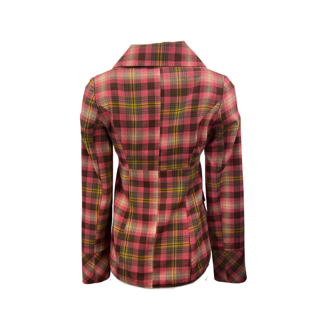 Vintage Pink Plaid Seventies Blazer