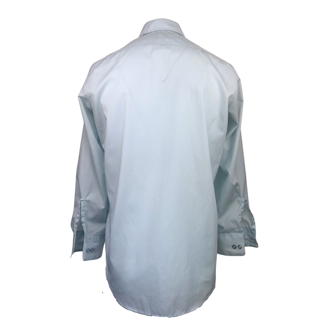 Vintage After Six Baby Blue Ruffle Tuxedo Shirt 16 Neck