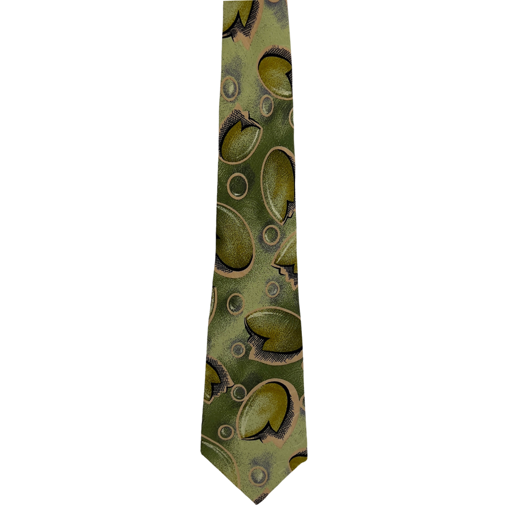 Green Tie with Green Olive Print