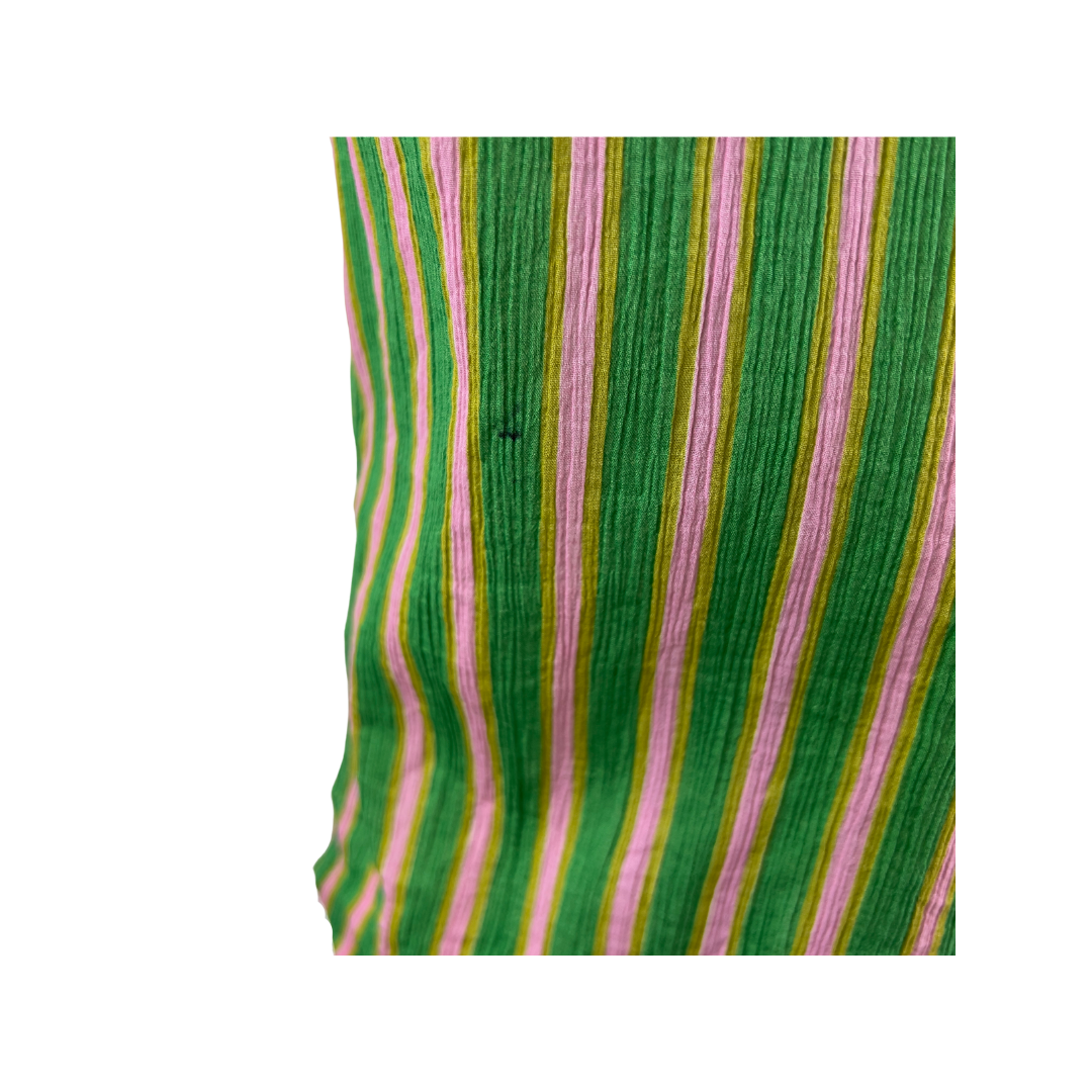 Vintage Sleeveless Blouse In Green and Pink Stripes