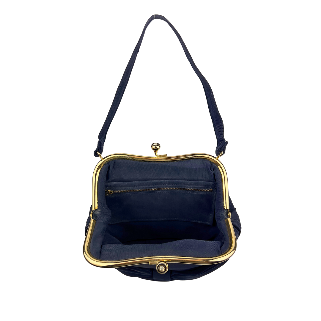 Vintage Navy Fabric Handbag