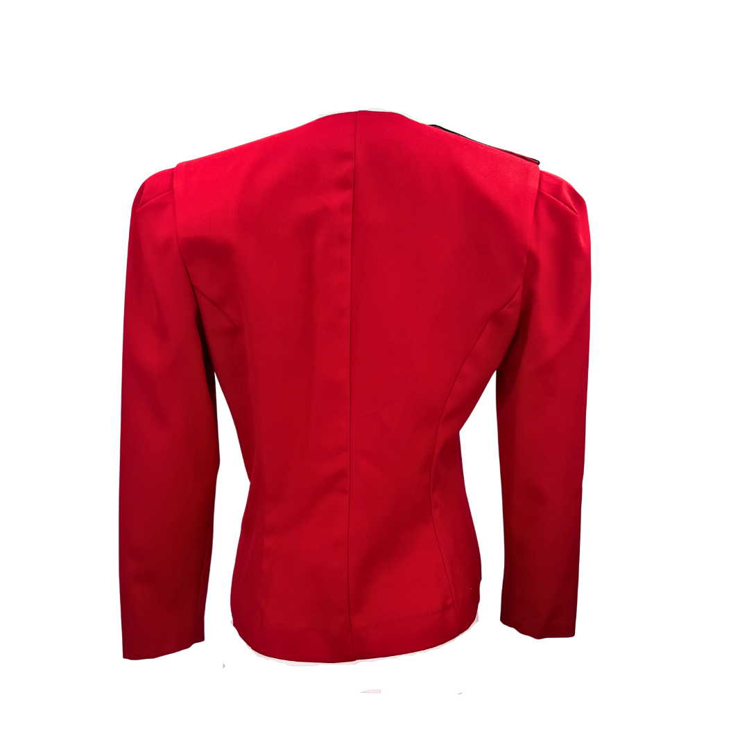 Vintage Red Blazer with Black Trim Large Black Button