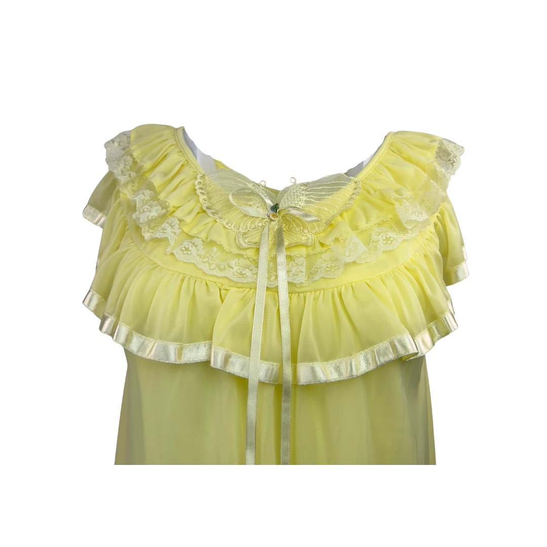 Vintage Yellow Slip with Two Rows of Ruffles at Neckline