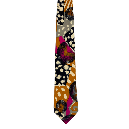 Abstract Pop Art Tie in Gold, Cream, Pink and Black