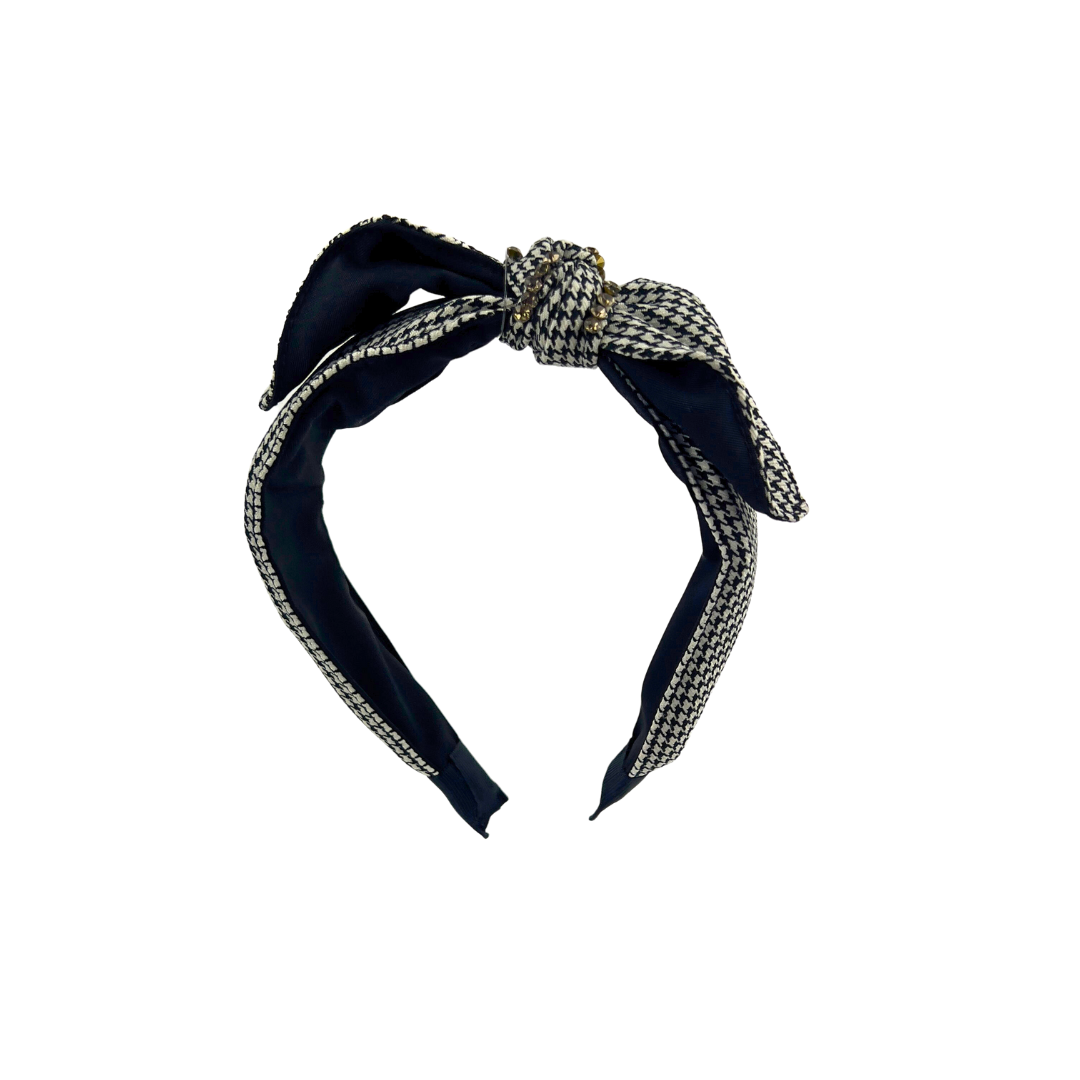Houndstooth Headband with Bow