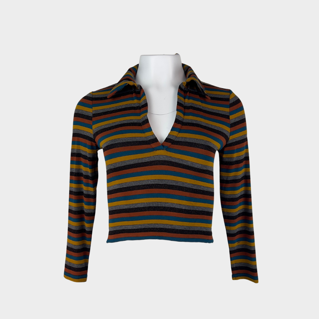 Ramy Brook Striped Long Sleeve Polo