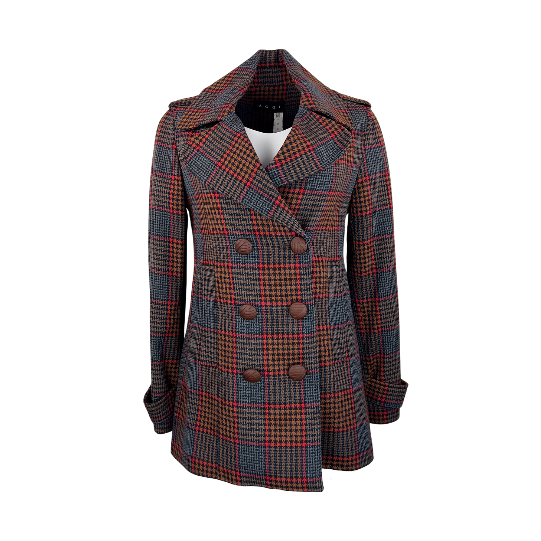 Aggi Double Breasted Plaid Jacket