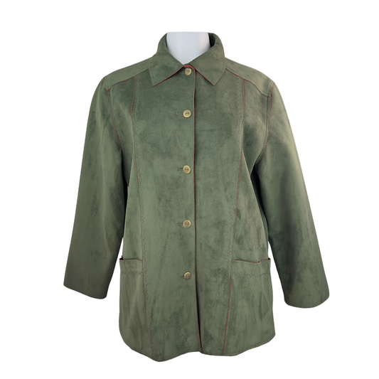 Alfred Dunner Faux Suede Jacket in Green