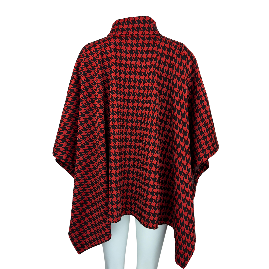 Red Houndstooth Cape by Anne Klein