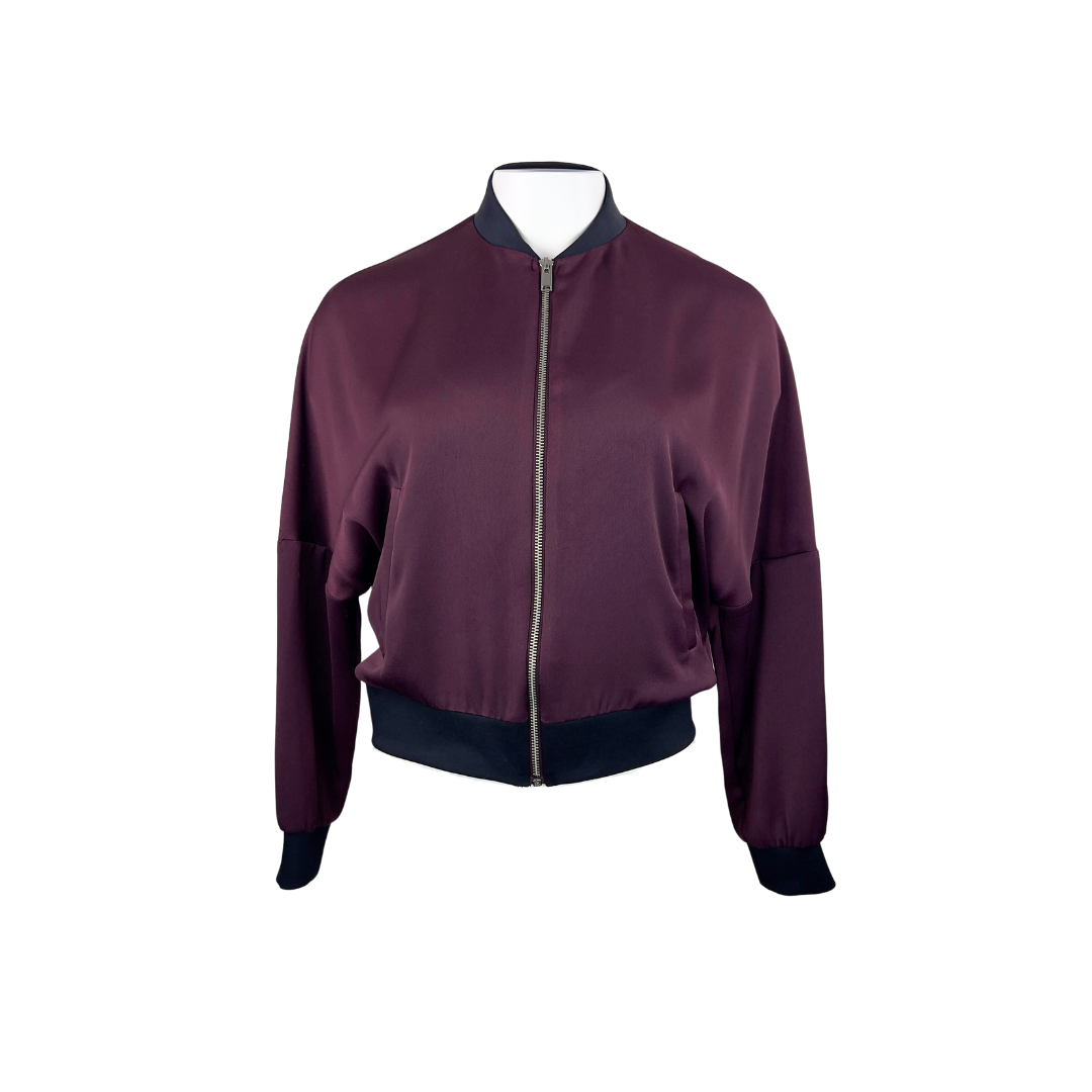 Topshop Aubergine Satin Bomber