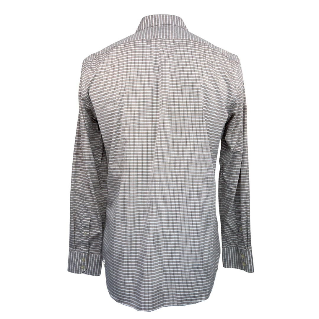 Banana Republic Brown, White and Navy Check Dress Shirt