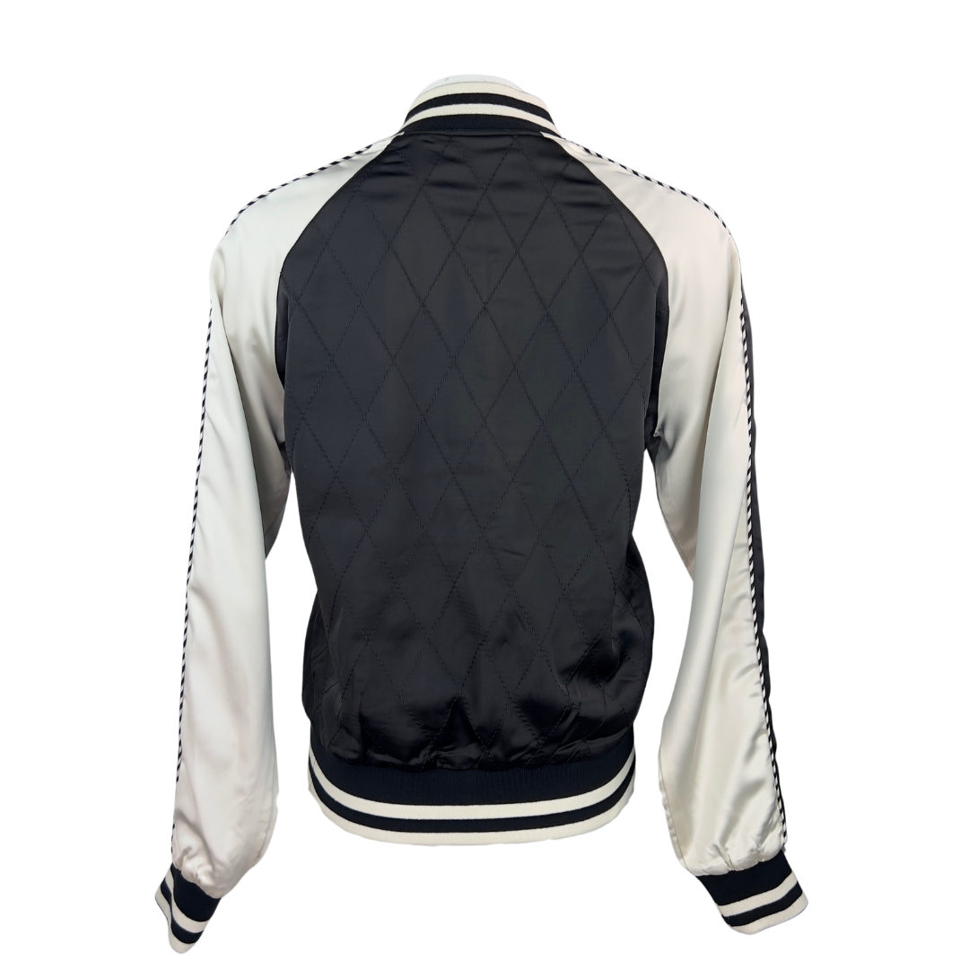 Black and White Satin Bomber